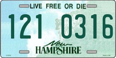 NH license plate 1210316