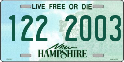 NH license plate 1222003