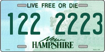 NH license plate 1222223