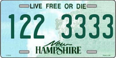 NH license plate 1223333
