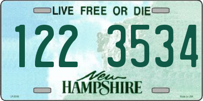 NH license plate 1223534