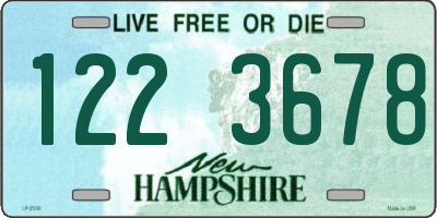 NH license plate 1223678