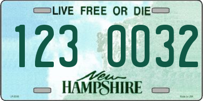 NH license plate 1230032