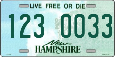 NH license plate 1230033