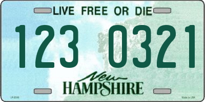 NH license plate 1230321