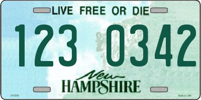 NH license plate 1230342