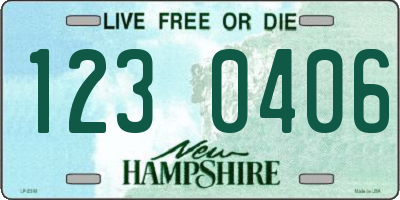 NH license plate 1230406