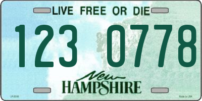 NH license plate 1230778