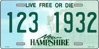 NH license plate 1231932