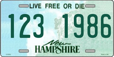 NH license plate 1231986