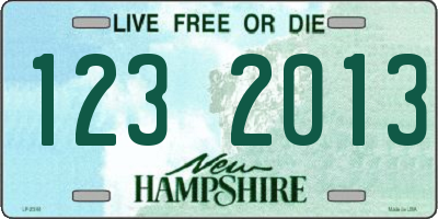 NH license plate 1232013