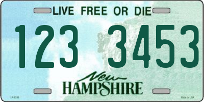 NH license plate 1233453
