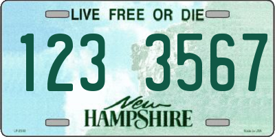NH license plate 1233567