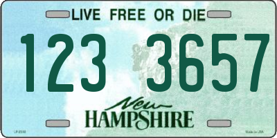 NH license plate 1233657