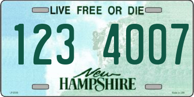 NH license plate 1234007