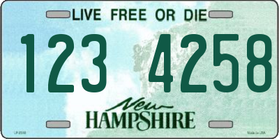 NH license plate 1234258