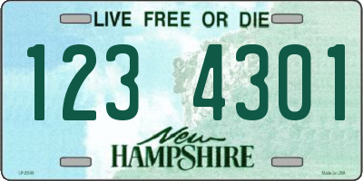 NH license plate 1234301