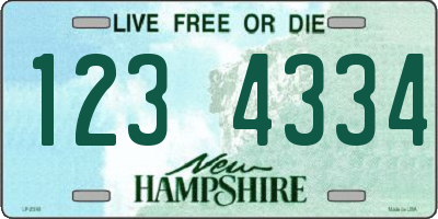 NH license plate 1234334