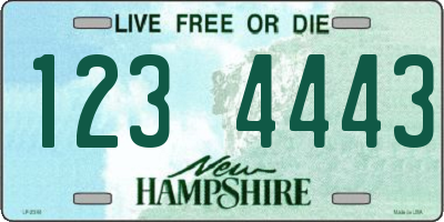 NH license plate 1234443