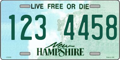 NH license plate 1234458