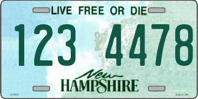 NH license plate 1234478