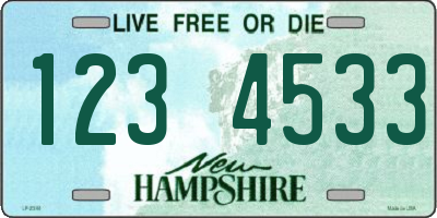 NH license plate 1234533
