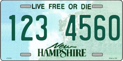 NH license plate 1234560