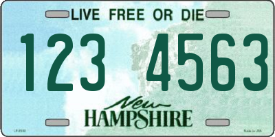 NH license plate 1234563