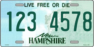 NH license plate 1234578