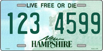 NH license plate 1234599