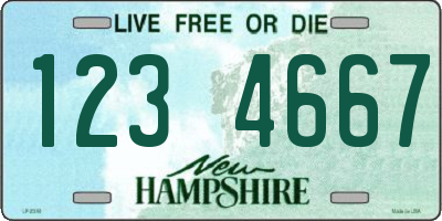 NH license plate 1234667