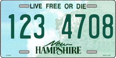 NH license plate 1234708