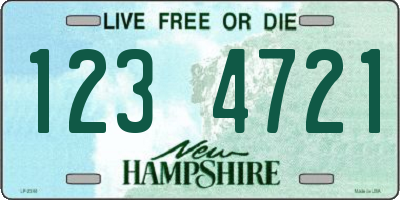 NH license plate 1234721