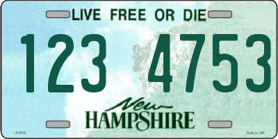 NH license plate 1234753
