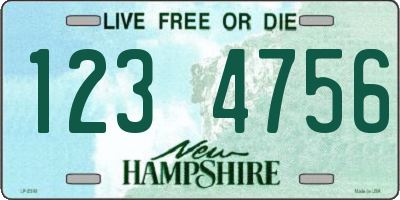 NH license plate 1234756