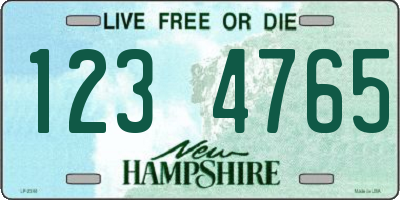NH license plate 1234765