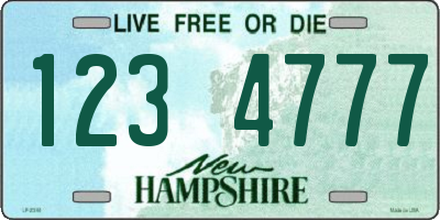 NH license plate 1234777