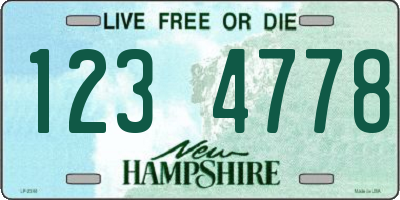 NH license plate 1234778