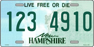 NH license plate 1234910