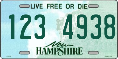 NH license plate 1234938
