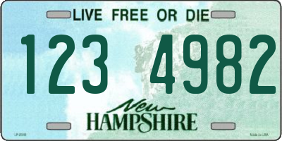 NH license plate 1234982