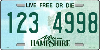 NH license plate 1234998