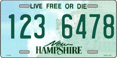 NH license plate 1236478