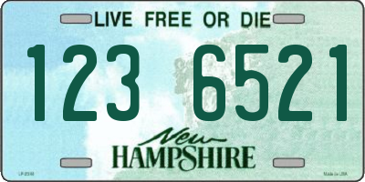 NH license plate 1236521