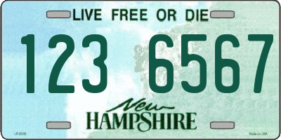 NH license plate 1236567