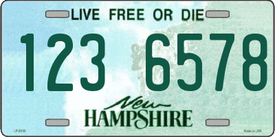 NH license plate 1236578