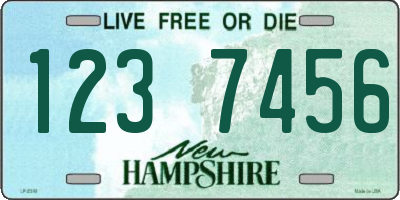 NH license plate 1237456