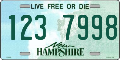 NH license plate 1237998