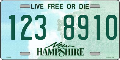 NH license plate 1238910