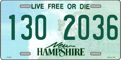 NH license plate 1302036
